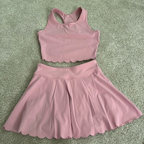 ATTRACO Scalloped Pink Tank and Skirt Set XS - Picture 1 of 5